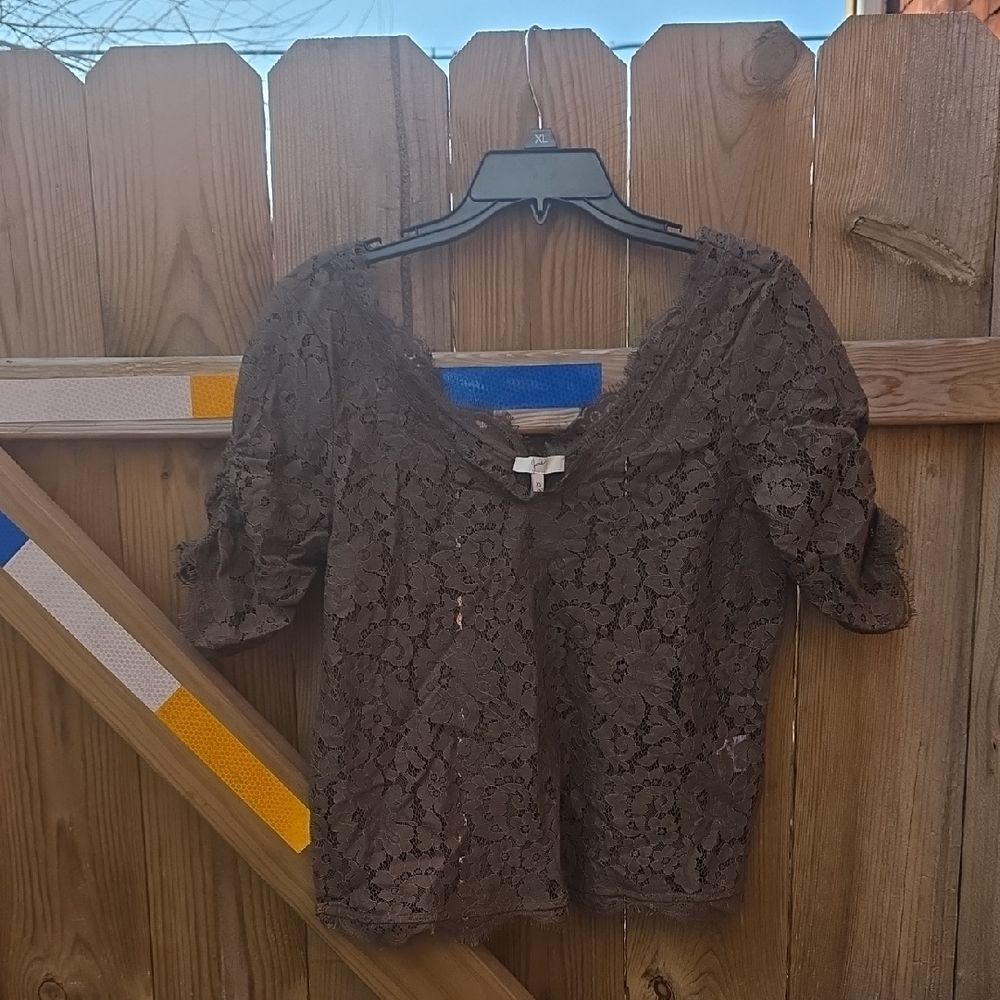Elegant Lace Brown Top